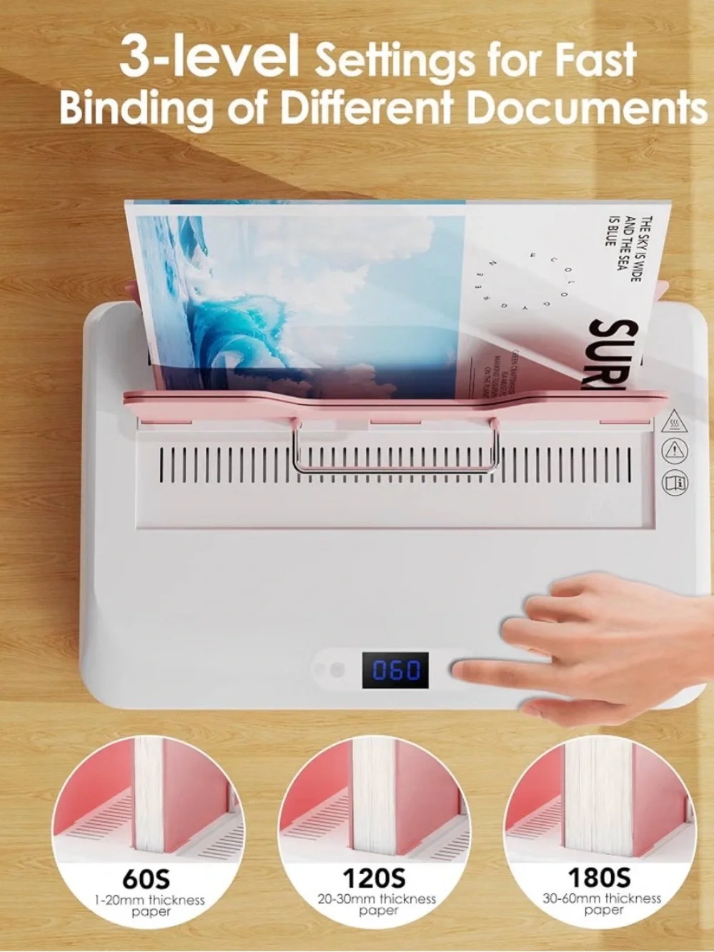 Makeasy Pink Thermal Binding Machine 500 Sheets Capacity & 10 Pcs Binding Covers
